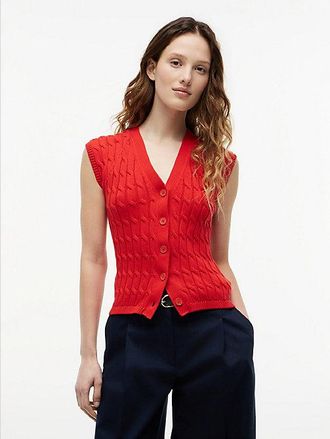 Tommy Hilfiger Cable Knit Slim Cap Sleeve Cardigan