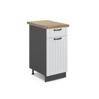 Vicco Mueble Bajo De Cocina Fame-line, Blanco Casa De Campo, 40 Cm, Et Roble