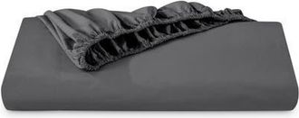 Bare Home 100% Organic Cotton Percale Cooling Fitted Sheet - Split Head King in Grey at Nordstrom