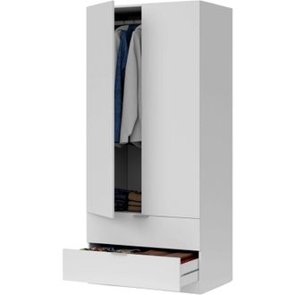 Usinestreet Armario Low Cost 2 Puertas 2 Cajones Blanco 81,5cm(armario)/75cm(caj&oacute;n) (ancho) X 180cm(armario)/13cm(caj&oacute;n) (alto)