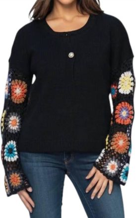 Tolani Moris Crochet Cardigan Sweater In Black