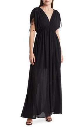 Wishlist Ruched Sleeve Maxi Dress in Black at Nordstrom Rack, Size Medium