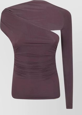 Elisabetta Franchi one-shoulder long-sleeve fitted knitted top