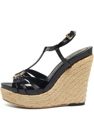 Dior logo-plaque wedge-heel sandals - Black