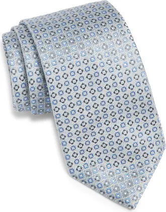 Canali Micro Medallion Silk Tie in Grey at Nordstrom