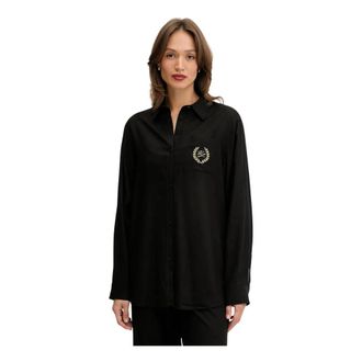Karl Lagerfeld Hotel Karl Beach Shirt - Dames - Overhemden - Zwart - L - Linnen - Overhemden