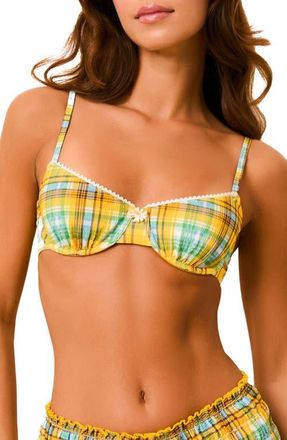 Solid & Striped The Daphne Gingham Bikini Top in Multi Plaid at Nordstrom, Size X-Small