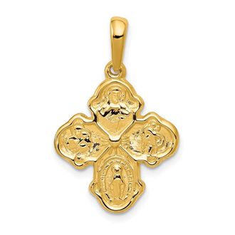 Diamond2Deal 14k Yellow Gold Four Way Medal Pendant