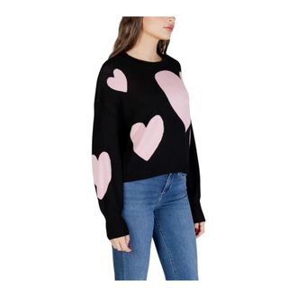 Only Round-neck Knitwear, female, Black, Size: M Round Neck Long Sleeve Knitwear