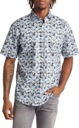 Brax Hardy Floral Stretch Short Sleeve Button-Up Shirt in Muscat at Nordstrom Rack, Size Xx-Large