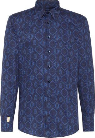 Billionaire Boys Club Gold Cut LS Flavio Baroque - Heren - Casual Overhemden - Blauw - S - Katoen - Overhemden
