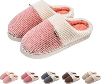 Generic Home Slippers For Couple Couple Slippers For Him And Her Stylish Patchwork Slipper Thick Sole Winter Slipper Home Warmth Shoes Closed Toe Mule Sliders