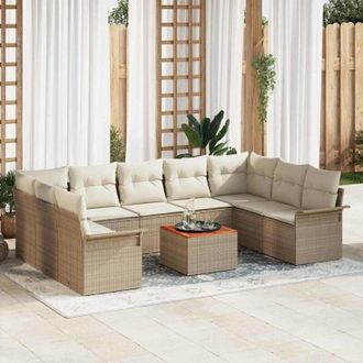 vidaXL Conjunto De Sof&aacute; De Jard&iacute;n 10 Pcs Beige Polirat&aacute;n Vidaxl