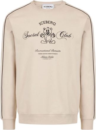 Iceberg Crew Neck Sweatshirt - Heren - Sweatshirts - Beige - 2XL - Katoen - Hoodies & sweatvesten