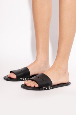 J.W.Anderson Leather Slides, Womens, Black