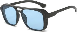 Generic Trendy Square Large Frame Mens And Womens Polarized Sunglasses Outdoor Commuter Beach Vacation Party Sun Glasses(Blue)