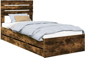vidaXL Estructura De Cama Roble Ahumado 100 X 200 Cm Madera Ingenieril Vidaxl