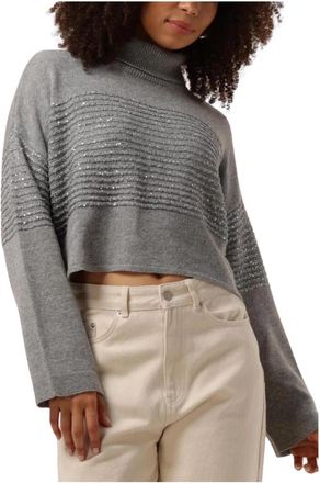 Twinset Grijze Glitter Trui Stijlvol Comfort - Dames - Coltruien - Grijs - L - Truien & Vesten