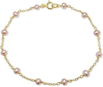 Jewelmak 14K Natural Pink Pearl & Pearl Bracelet