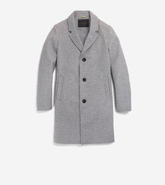 Cole Haan Mens Stretch Wool Top Coat - Grey Size Medium