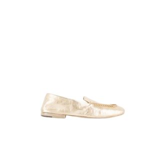 Mars&egrave;ll Loafers, female, Yellow, Size: 8 1/2 US Golden Leather Loafers with Silver Buckle