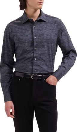 Bugatchi James OoohCotton Space Dye Button-Up Shirt in Black at Nordstrom, Size Xxx-Large