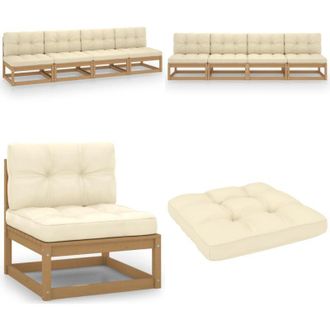 vidaXL Divano da Giardino a 4 Posti con Cuscini Legno Massello di Pino - Divano esterno - Divano in legno