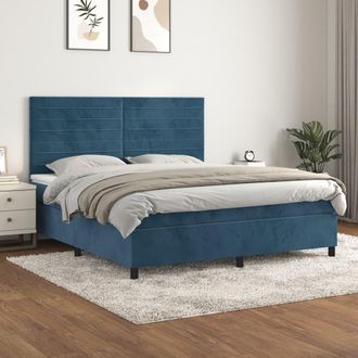 vidaXL Vidaxl - Cama Box Spring Con Colch&oacute;n Terciopelo Azul Oscuro 160x200 Cm