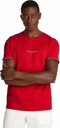 Tommy Hilfiger Signature Tipped Slim Knit T-Shirt - Heren - T-shirts - Rood - S - Katoen - Tops