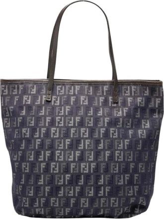 Fendi Pre-owned Tote Bags, female, Blue, Size: ONE SIZE Pre-owned Printed Tote Bag