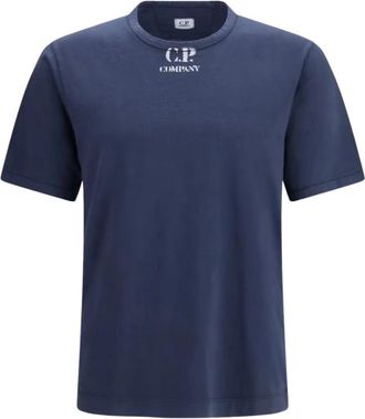 C.P. Company C.p. Company, Tops, Heren, Blauw, XL, Katoen, Jersey T-shirt met korte mouwen