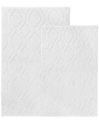 Superior Set of 2 Large Brou Geometric Diamond Washable Bath Rugs