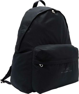 A.P.C. Mens Logo Backpack Black Polyamide Backpacks