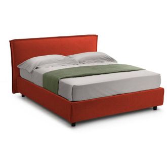 Dmora Letto Singolo Brusson, Sfoderabile, Contenitore Made in Italy, Arancione