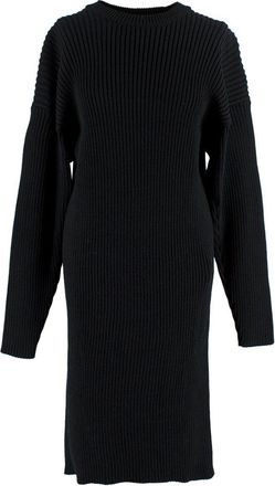 Bottega Veneta Open Back Black Ribbed Merino Wool Jumper Dress Size XS