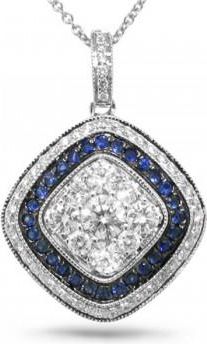 Allurez 0.81ct Diamond & 0.21ct Blue Sapphire 14k White Gold Pendant Necklace