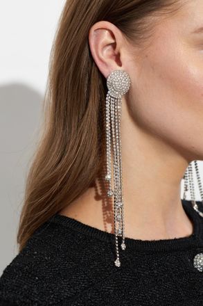 Alessandra Rich Clip-on Earrings With Crystals, Womens, Silver