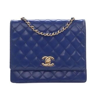 Chanel Pre-owned Vintage Quilted Patent Leather Crossbody - Dames - Pre-owned - Blauw - Maat: ONE Size Leer