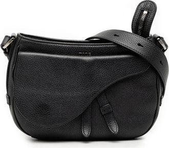 Dior Pre-owned Shoulder Bags, female, Black, Size: ONE SIZE Pre-owned Vintage Leather Saddle Bag