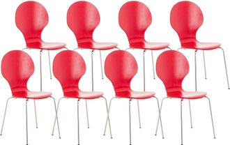 Clp Set 8x Sillas De Visita Diego Apilable Rojo