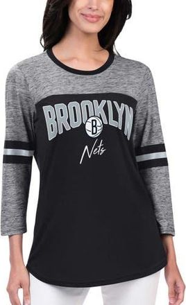 G-III 4Her by Carl Banks Womens G-III 4Her by Carl Banks Black Brooklyn Nets Play the Game 3/4-Sleeve T-Shirt at Nordstrom, Size X-Large