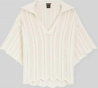 Boss Orange by Hugo Boss BOSS Orange Relaxed Fit Pullover mit Strickstruktur in Offwhite, Gr&ouml;&szlig;e XL