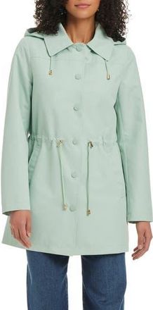 Kate Spade New York Magic Print Hooded Rain Jacket in Frosted Aqua at Nordstrom Rack, Size X-Large