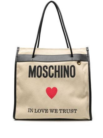 Moschino Shopper met logoprint - Beige