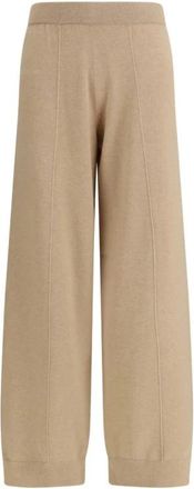 Fabiana Filippi Gebreide broek met wijde pijpen en geribbelde tailleband - Dames - Wijde Broeken - Bruin - XS - Broeken