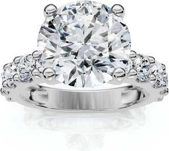 Pompeii3 Certified 4Ct Round Cut Diamond Accent Engagement Ring 14k Gold Lab Grown