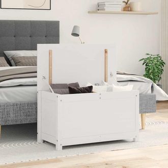 vidaXL Caja De Almacenaje Madera Maciza De Pino Blanco 80x40x45,5 Cm Vidaxl
