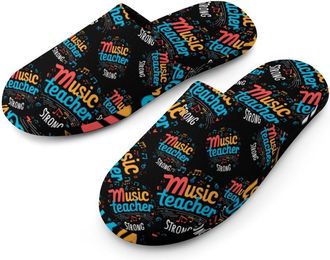 Generic Music Teacher Strong Mens Cozy Memory Foam Slippers Warm Cotton House Shoes Comfy Slipper for Indoor Outdoor