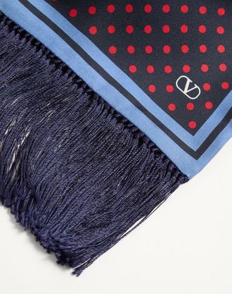 Valentino Garavani Scarf Bandeaux Plusdepois In Seta Con Frange Uomo BLU/ROSSO/AZZURRO UNI