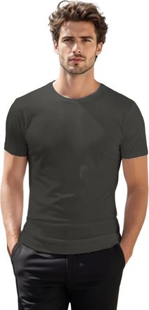 H2H Mens Casual Slim Fit Short Sleeve T-Shirts Soft Lightweight V-Neck/Crew-Neck Shirts for Men Adult Size XS to 3XL, Cmtts0198-smokegray, S